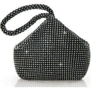 Black Rhinestone Triangle Clutch Sparkly Glitter Bag Crystal Handheld Purse